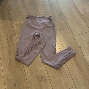 Victoria Sport Taupe Leggings with Ruched Sides Size S